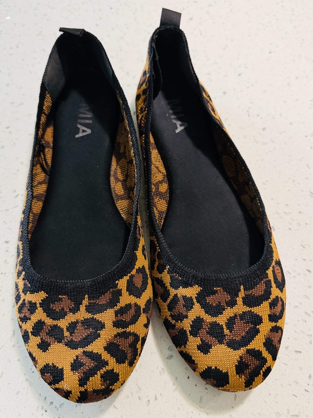 Coach black & MIA Leopard Knit Ballet Flats brown